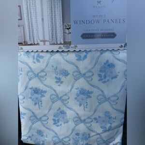 Loire valley Blue bows chic floral toile window panels Loveshackfancy inspired